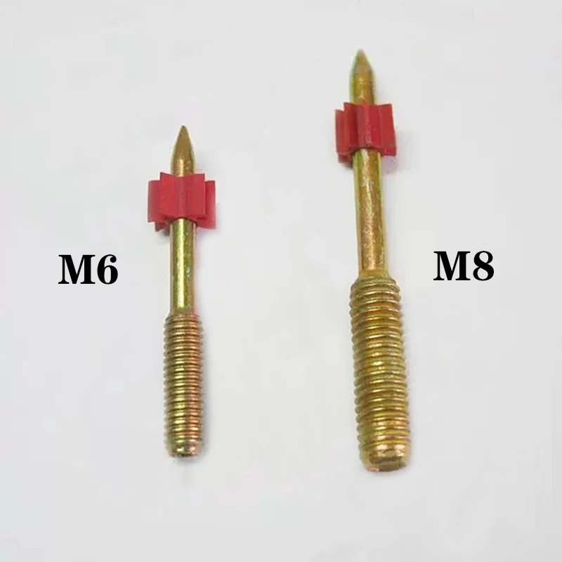 Golden M6 M8 Steel Galvanized Screw Shooting Nail with Red Plastic
