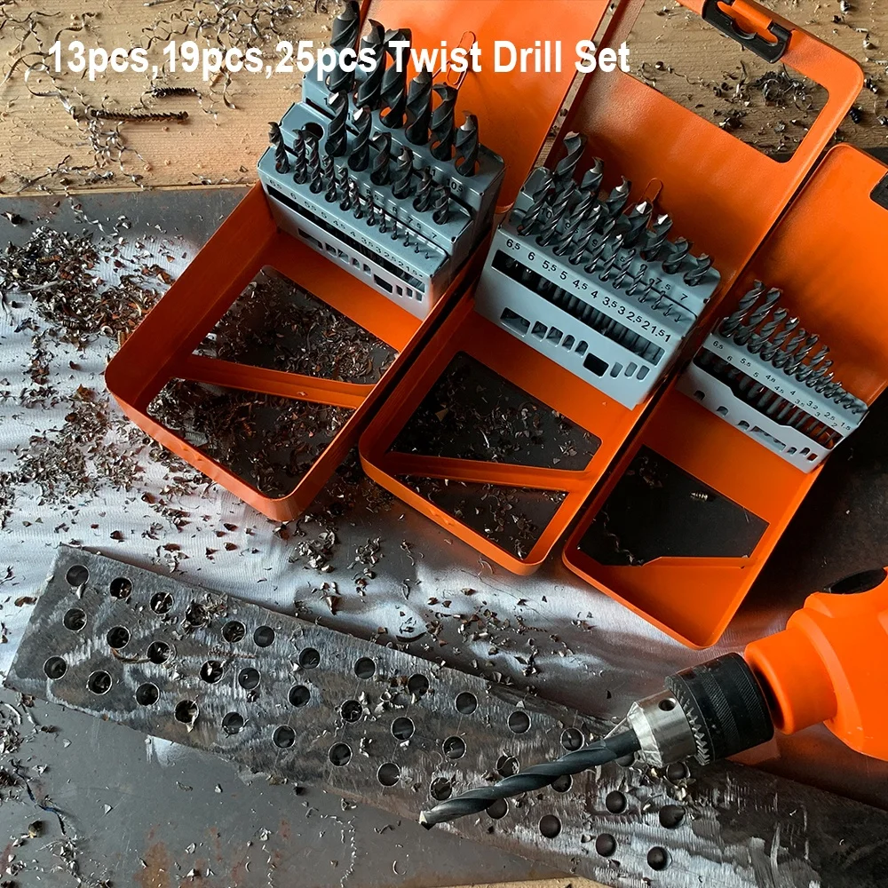 Factory Price 25 pcs HSS Twist Drill Bit Set for Metal Wood Plastic Drilling Work