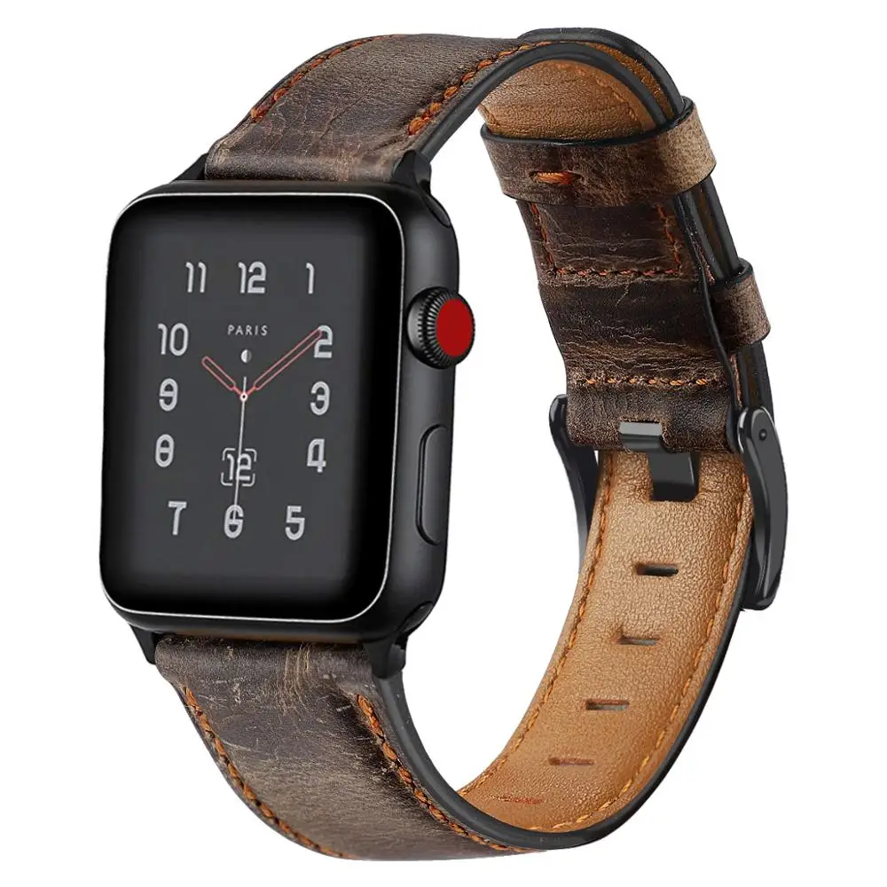  Ремешок кожаный для Apple Watch Band 38 мм 44 40 42 сменный Браслет из натуральной кожи Iwatch Bands