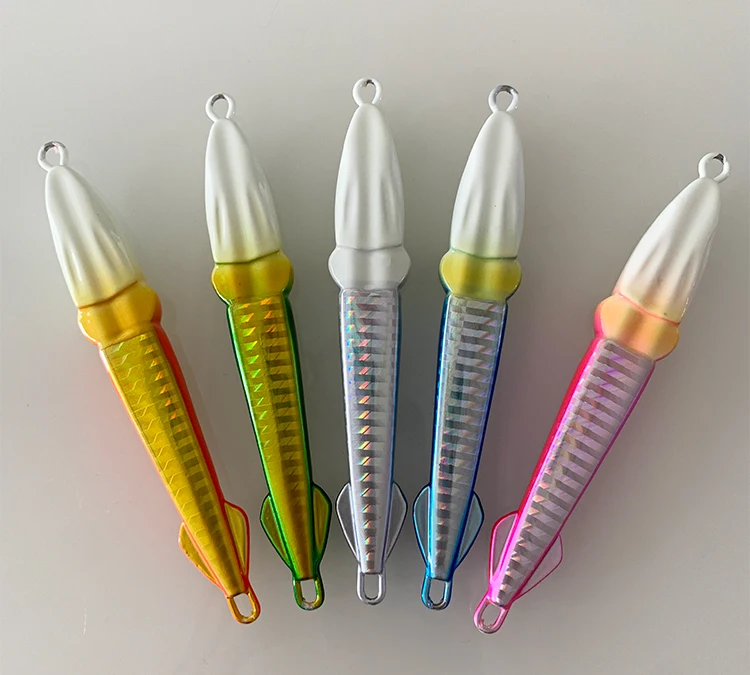 New 100g 150g Squid metal Jigs Shore Jigging Fishing Lure Bait Metal Lead glow Jigs Sea Bass game tuna fishing