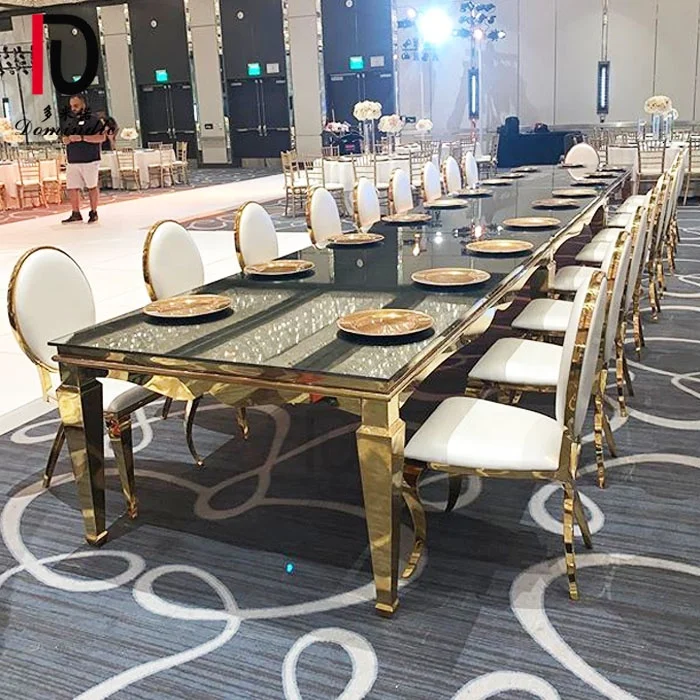 Oval shape stainless steel MDF top dubai style wedding dining table