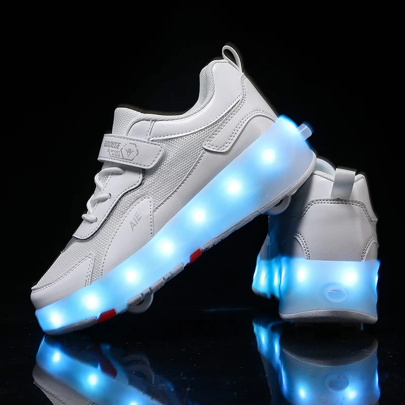 Kick Roller Skate Shoes For Kids Sneakers With 4 Wheels Led Light Up zapatillas con ruedas