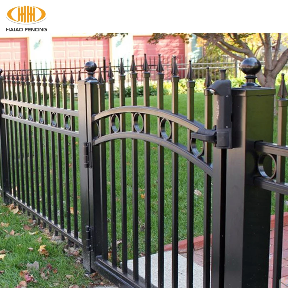 Beautiful wall boundary black tubular steel fence panel