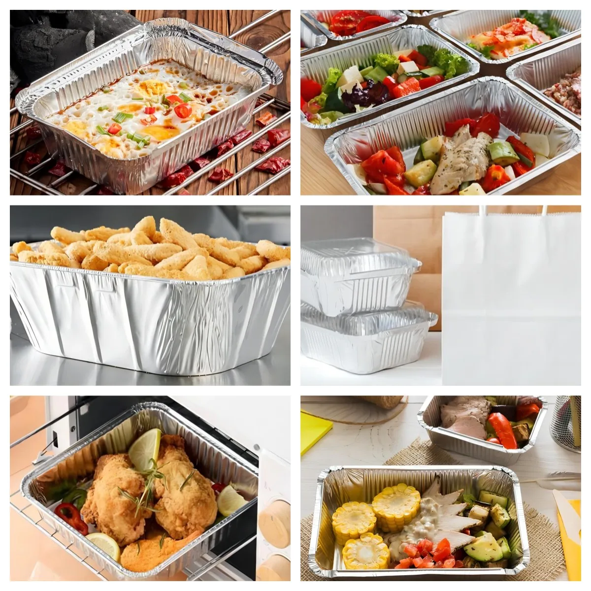 Manufacturers Straight square Aluminum Foil Containers with Lids Lunch Box Disposable Packaging Variety of