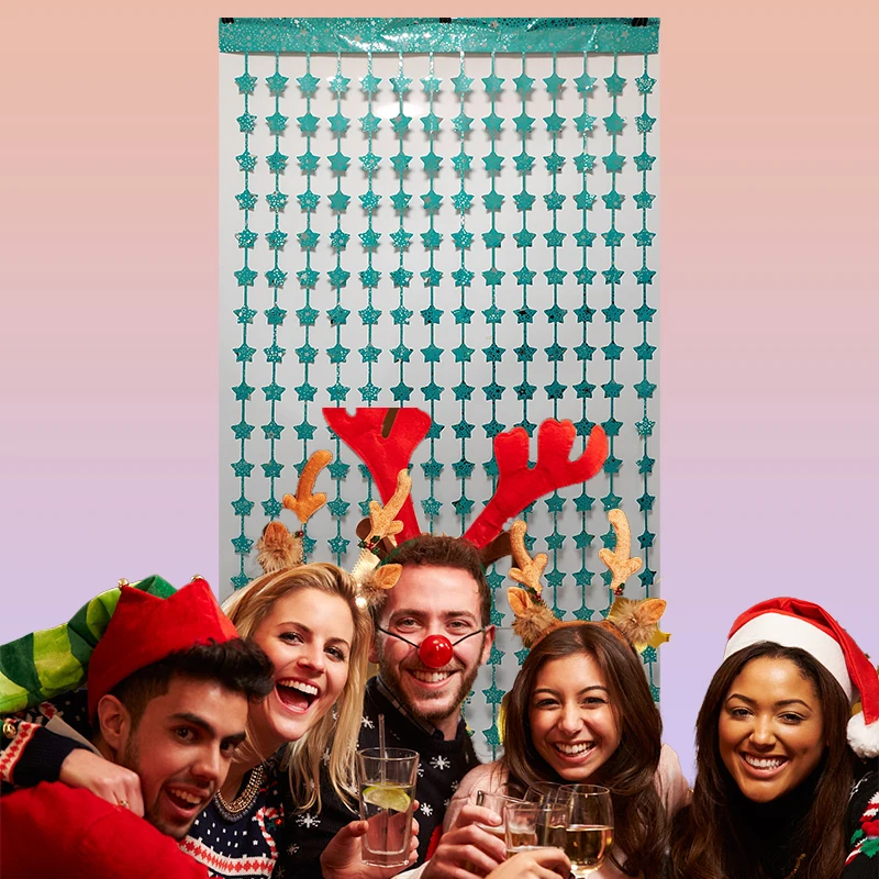 2.0c China factory direct customized star shaped metallic rain tinsel foil fringe curtain for party