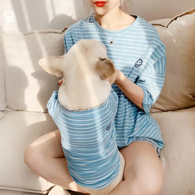 Fashion Wholesale Summer Striped Pet Parent-child Outfit Cat Puppy Breathable Owner Dog T-shirt Clothes