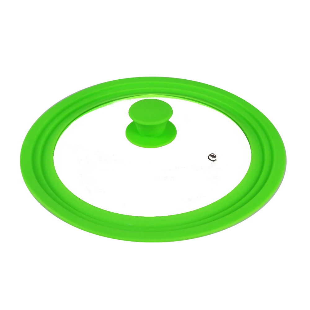
Microwave Safe Green Clear Tempered Glass Pan Lid with Steam Vent 