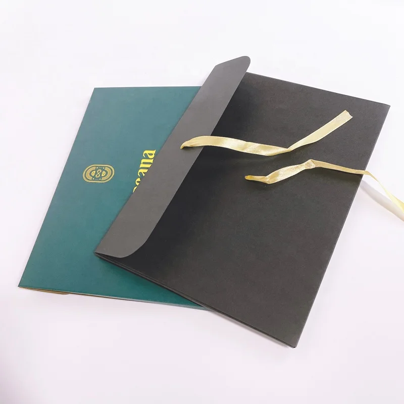 Custom design envelope packaging for jewelry recycled kraft paper gift envelope with ribbon closure