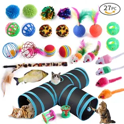 Factory Directly 10-28 Packs Mouse Cat Toy Interactive Pet Cat Toy Set Cat Tunnel Foldable