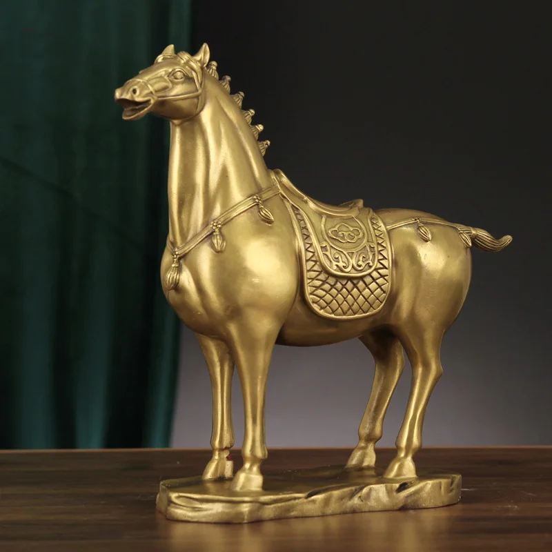Manufacture multicolour Christmas art table top decoration handicraft golden copper generals horse ornaments
