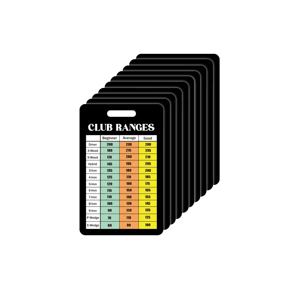 Wholesale Customization Sturdy Golf Yardage Card Easy Carry Golf Club Range Chart Card