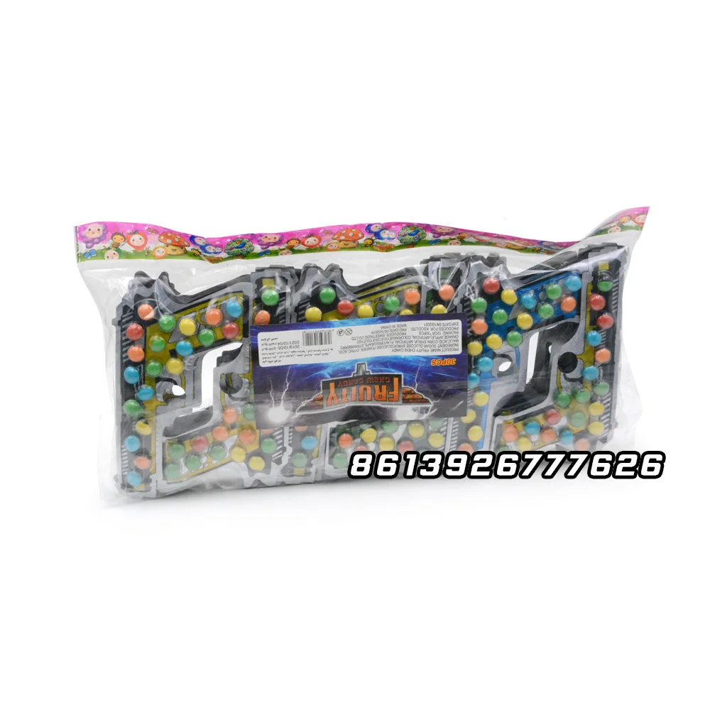 Fruit chewy candy jelly tablet candy gun shape fruit flavor candy bean