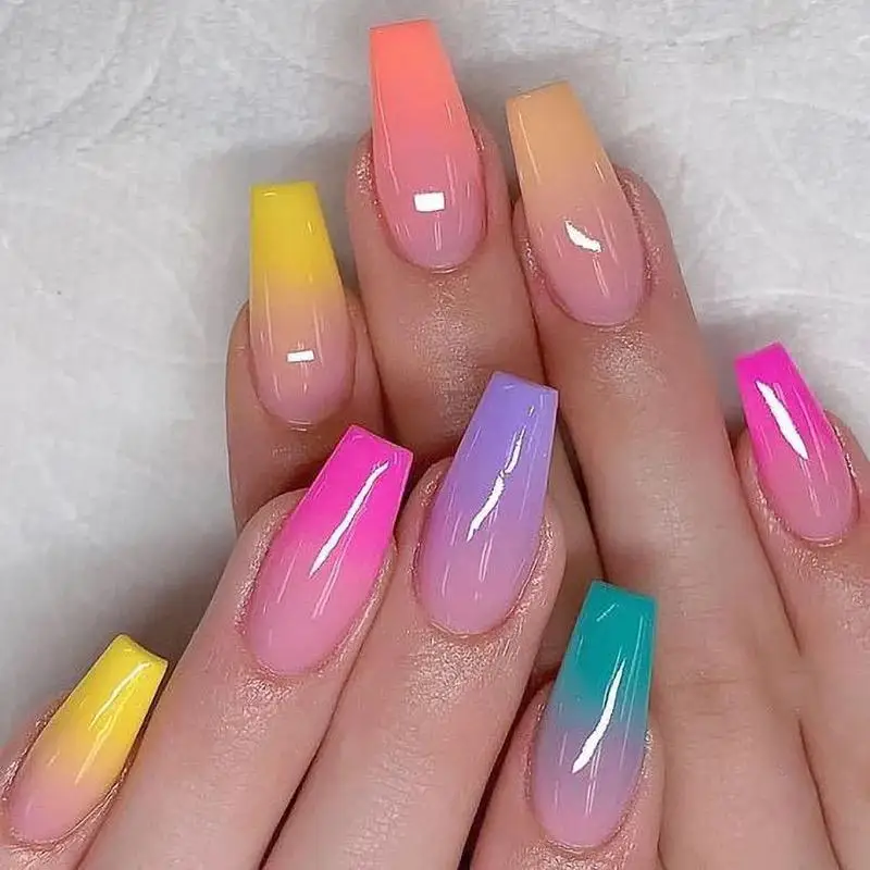Wholesale Price Long Ballerina Coffin Nails Art OEM Press On Nails long lasting Customized Artificial Nails for girls