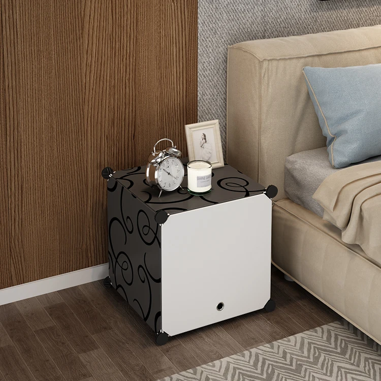 simple style cheap price wholesale PP panel small bedside storage cabinet for living room