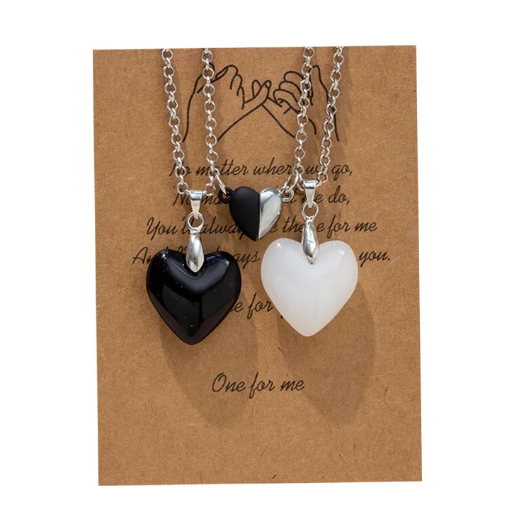Lovers Natural Stone Crystal Pendant Magnet Necklace For Men Women Jewelry Accessories SPN012
