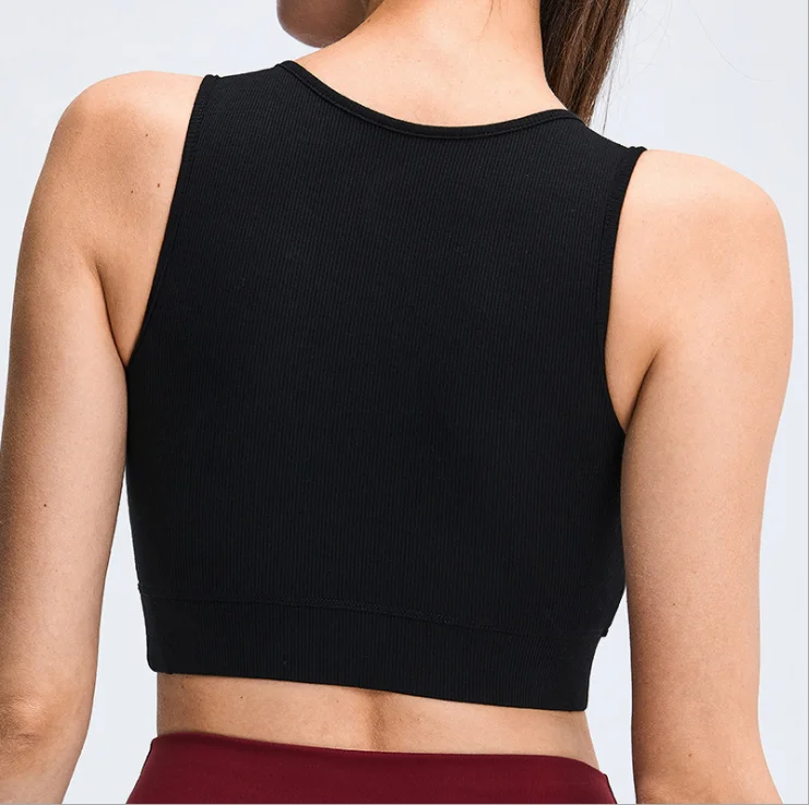 Женская мода Активный Йога ноги не потеют в рубчик с овальным вырезом спортивный бюстгальтер для тренировок и занятий в спортзале, топы с бретельками, она подходит спортивный бюстгальтер