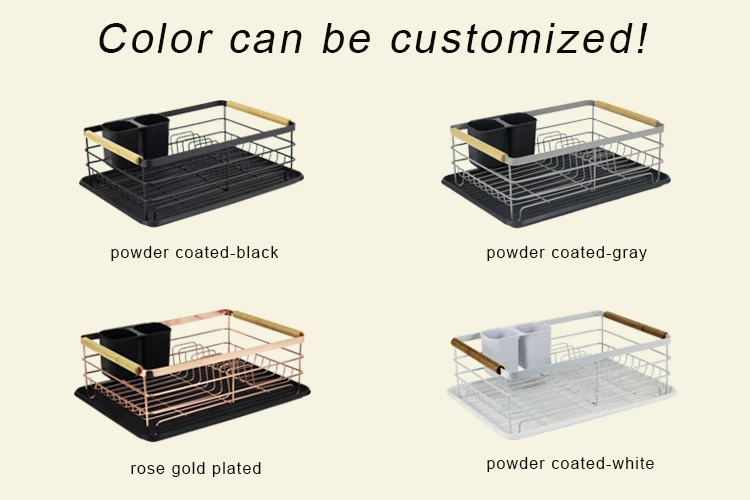 BX kitchen drying dish bowl rack plastic dish bamboo handle drainer dish draining rack