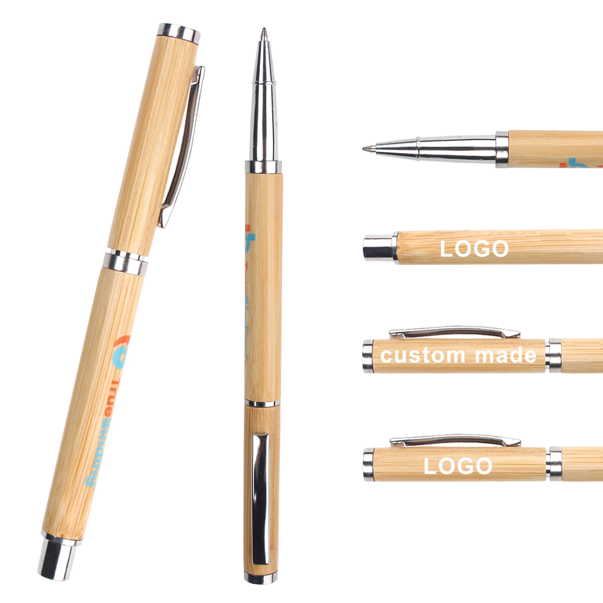 Environmentally Bamboo Customized LOGO Engraved Laser Manufactures Printed Gel Pens With 1.00 MM Stylo