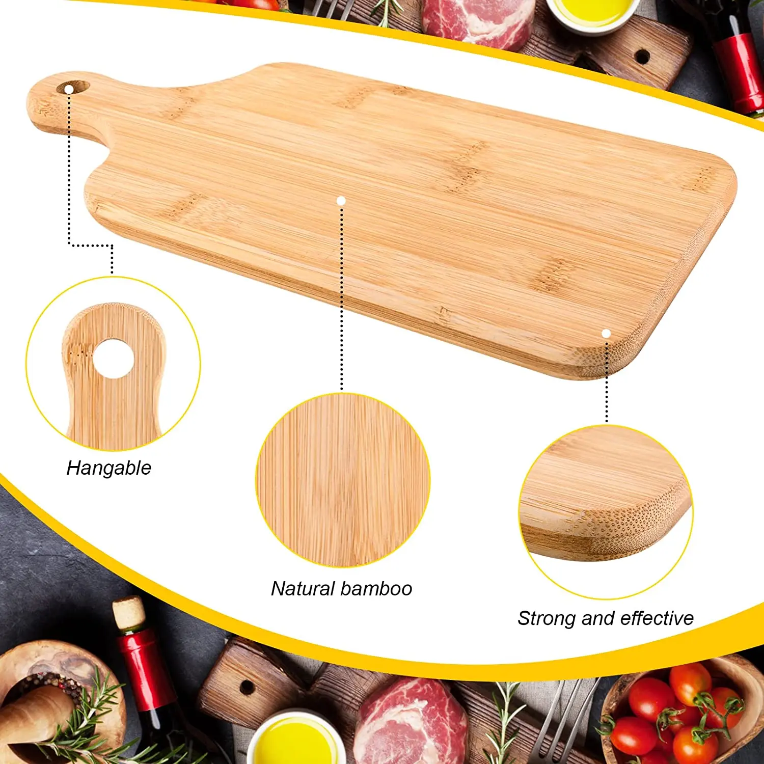 Thicken Bamboo Chopping Board Charcuterie Boards Serving Tray with Handle Unfinished Mini Cutting Boards