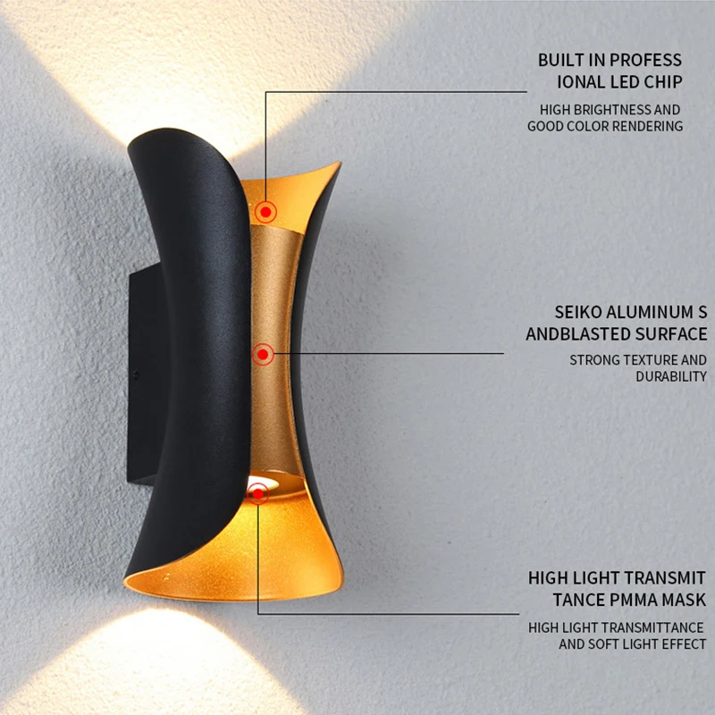 Outdoor Garden Lighting Led Wall Lamp Up and Down White Lamps Power Chip Warm Bracket Wall Light