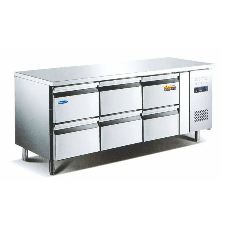 Stainless Steel Worktable Small 6 Commercial Drawer Refrigerator
