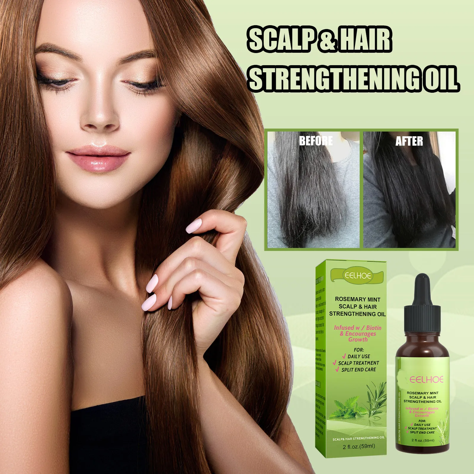 Factory Price Hair Scalp Treatment rosemary mint scalp hair strengthening oil private label