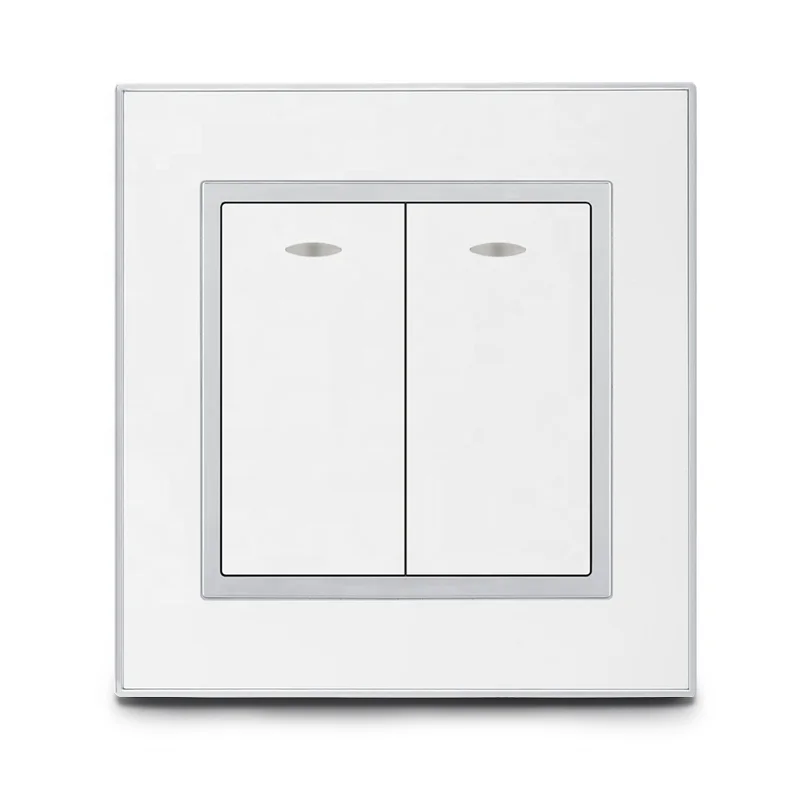 British style Electric Wall Switch White and golden Double 2 gang light switch wholesale
