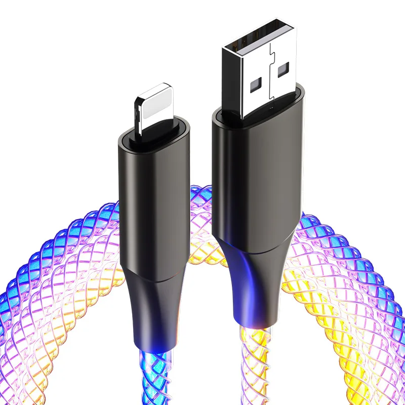 Colorful LED Shining 5Pin 8Pin 24Pin Flowing Light USB3.0 Data PD Charge RGB Cable USB A USB C to Micro Lighting Type-C