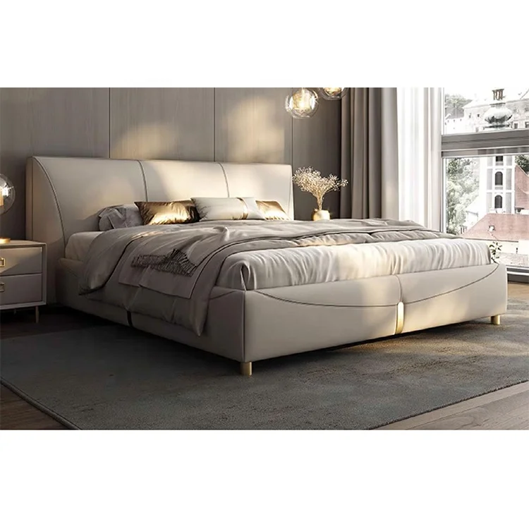 Luxury Bedroom Modern Double Bed with Storage Space Up-holstered Beds king Size