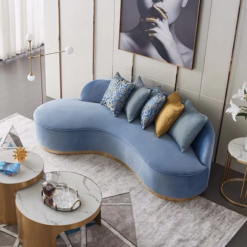 Modern light luxurious arc-shaped sofa in cloth shop beauty salon reception area suitable for two, three or more people
