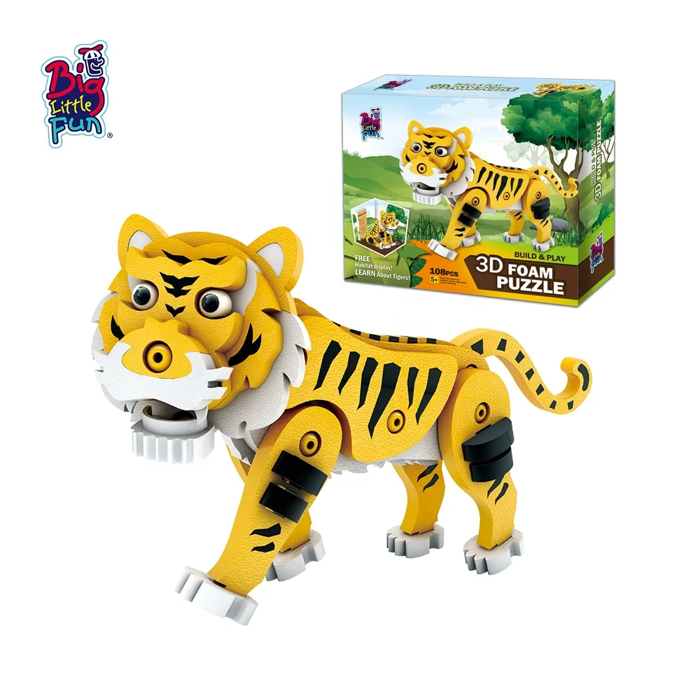 Newest tiger toy  top sales animal assembled eva foam  building blocks stem children educational toys