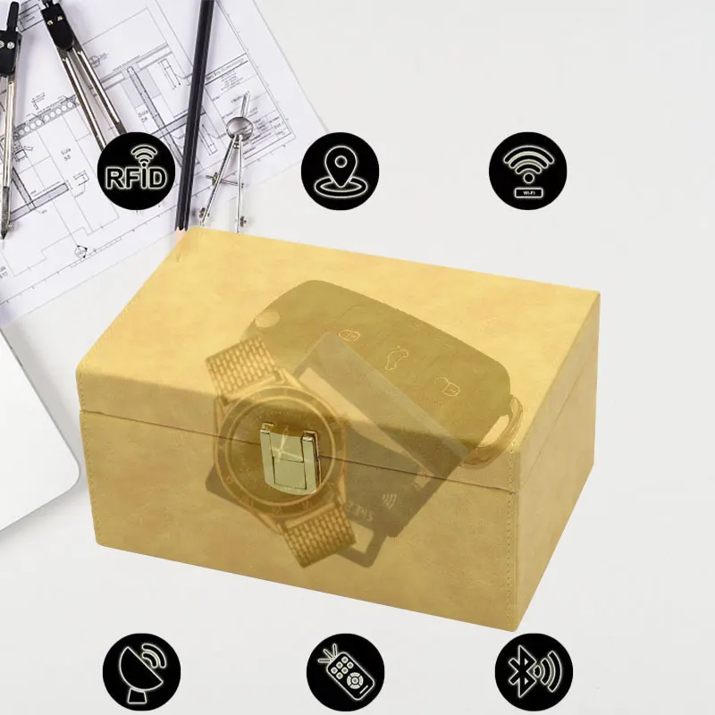 Car Keyless Faraday Cage Box with Colour PU Leather Shell Anti Theft Key Fob RFID Signal Blocker Security