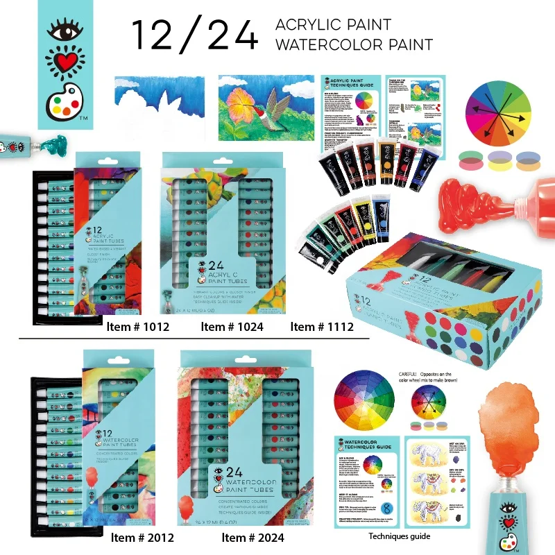 
75ml Plastic Tubes 12 Colors Art Acrylic Paint Bulk 