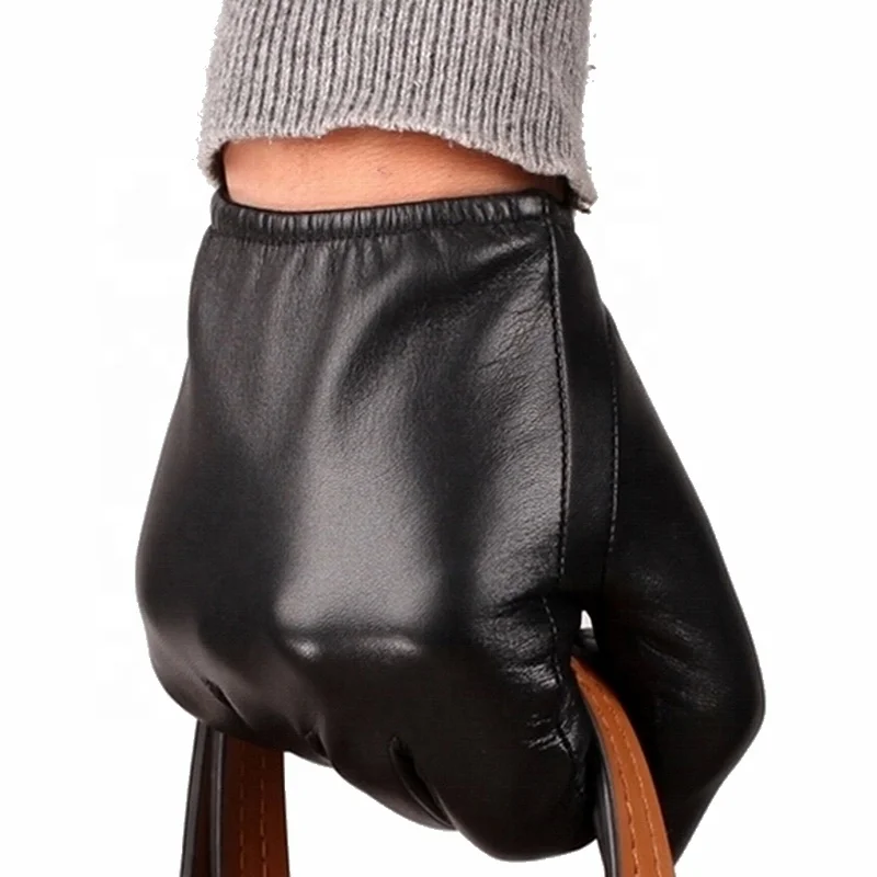 Wholesale Best Seller Men 100% Genuine Sheepskin Leather Black Tactical Gloves For High-quality everyday Gloves