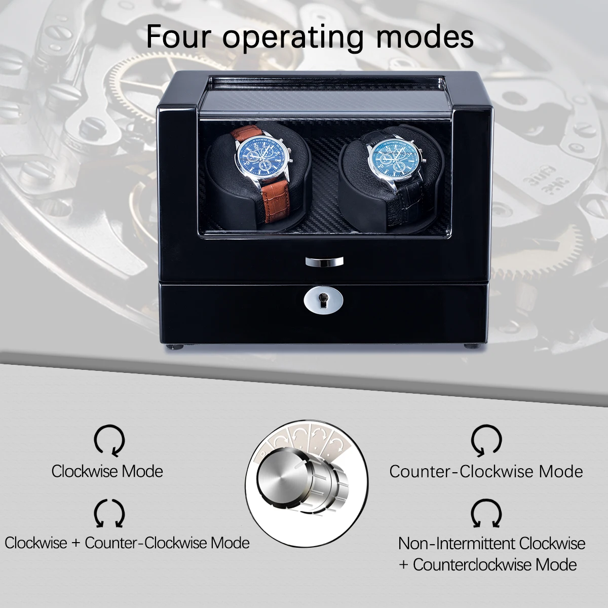 2024 New Design Automatic Watch Winder Wooden Box Japanese Mabuchi Motor Watch Winder Case  Luxury Black Leather