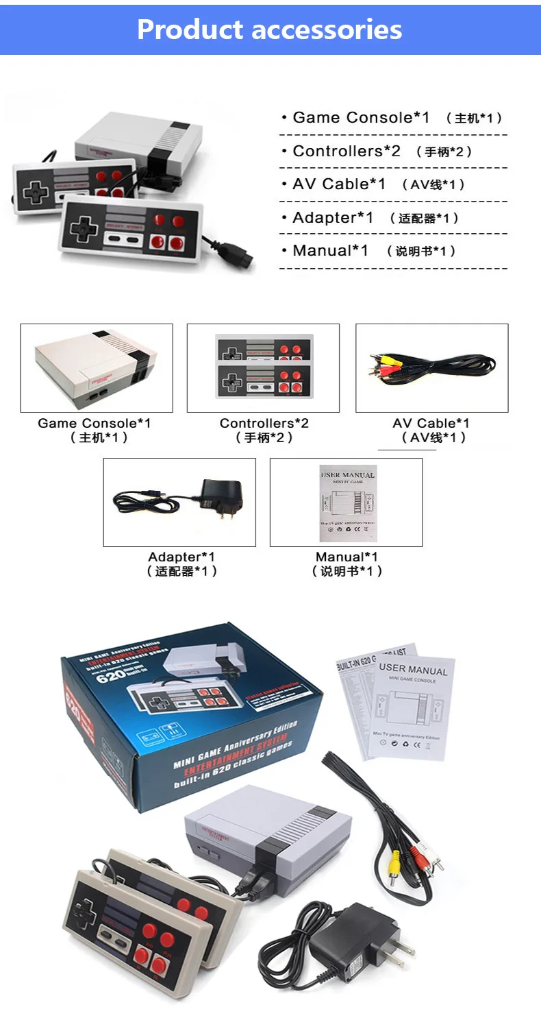 Dropshipping Mini Console Built-in 620 Classic Games Retro 8 bit Tv Handheld Game Player Family Video Game Console .jpg