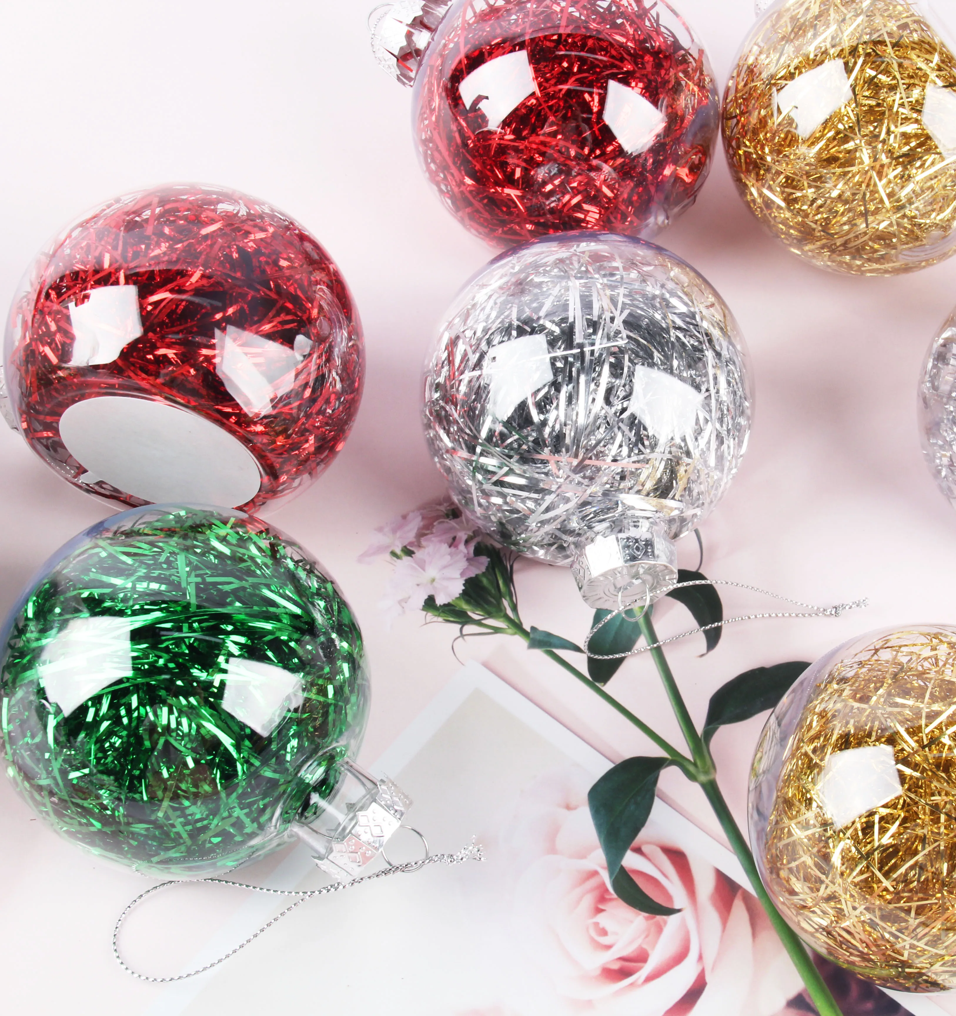 Personalized Custom Logo Blank Sublimation Plastic Christmas Decorations Ball Sublimation Blank Christmas Tree Ornaments Balls