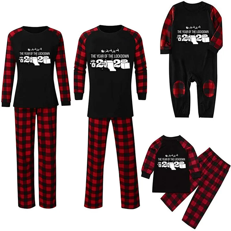 Hot parent-child suit Christmas, European and American Christmas print parent-child pajamas set