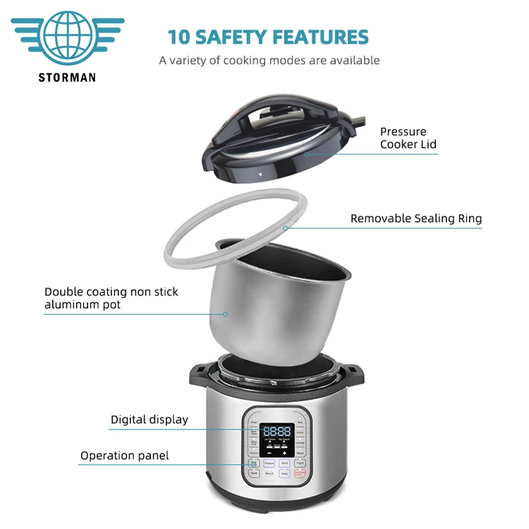 Premium Quality 1000W 6L Healthy Cooking Kitchen Appliance Electric High Pressure Cooker