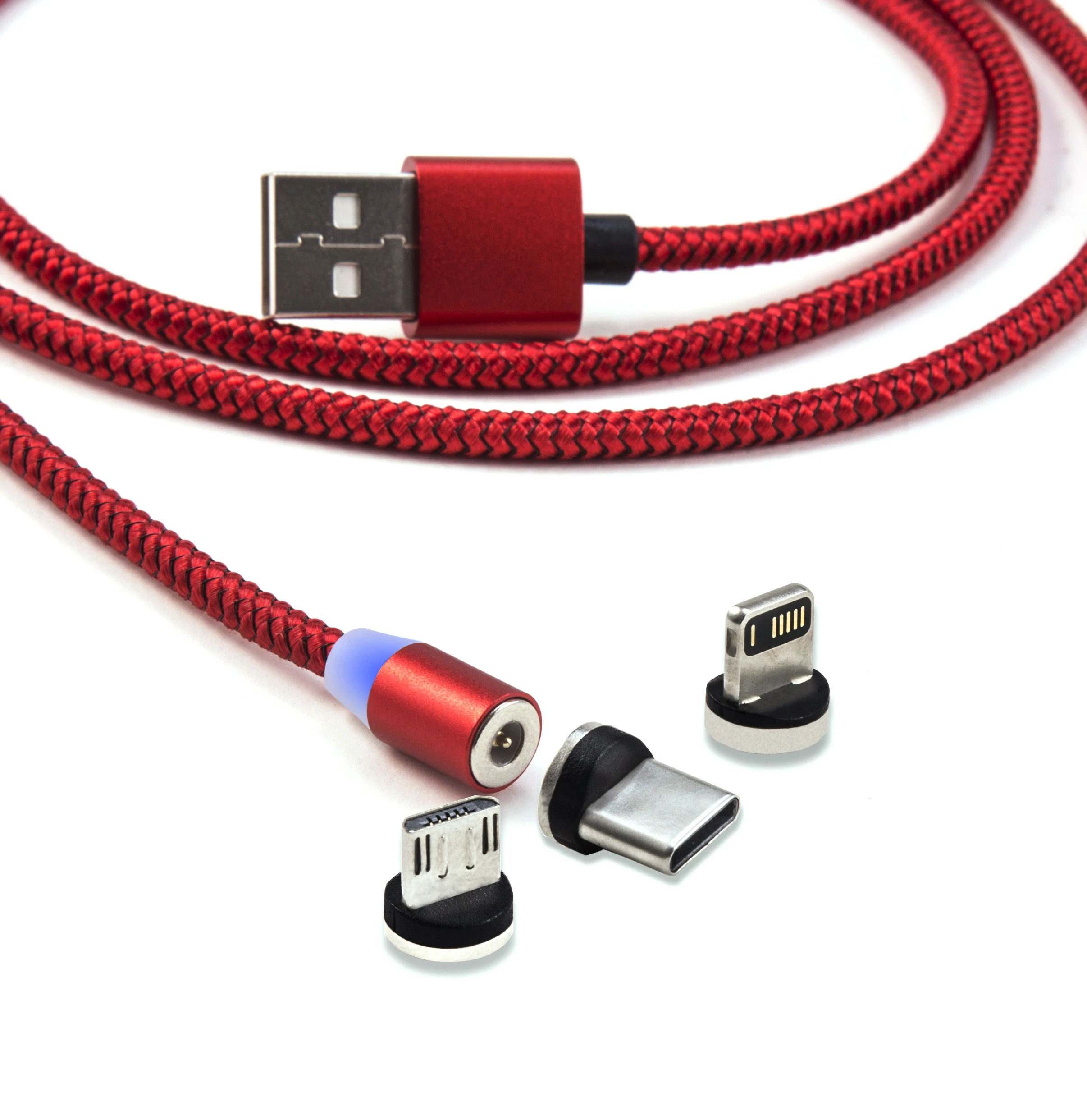 Wholesale 3-in-1 Magnet USB Ladekabel magnetic USB Laden Kabel for iPad Samsung iPhone Huawei