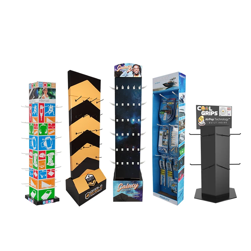 New Arrival Retail Display Foam Cardboard Cardboard Hook Paper Food Floor Hanger Hook Display Rack Cardboard Display Stand