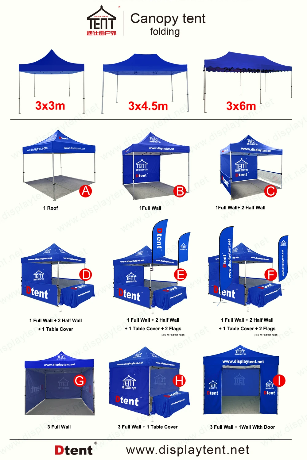 3x6 meters advertisement canopy logo printing tent with flags