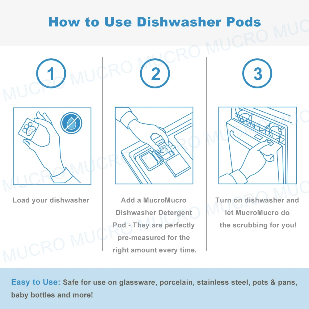 MUCRO Sustainable Kitchen Cleaner 10g-25g Automatic Dishwashing Detergent Low Foam Powder Dish Detergent Liquid Dishwahing Pods