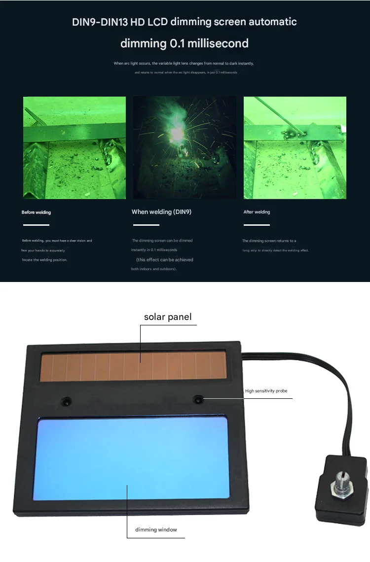 Electric welding mask with wide view Stepless Adjustment Auto Darkening Welding Helmet Combined welding mask