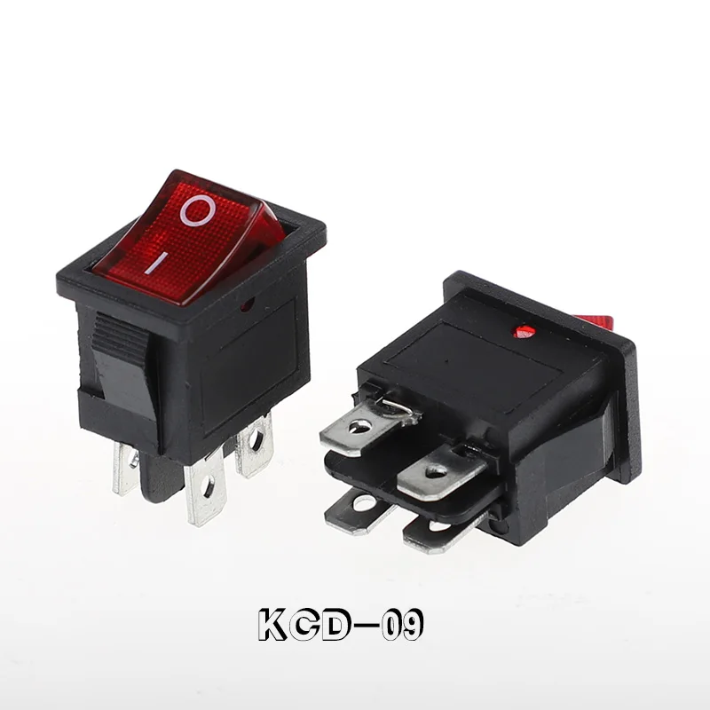 KCD1-104N ВКЛ-ВЫКЛ 4 штыря Кулисные переключатель 21*15 DPDT с подсветкой желобковый