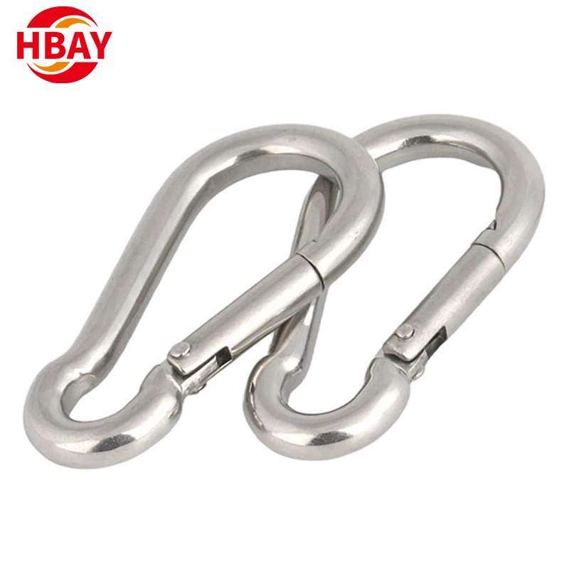 Wholesale Factory Price Stainless Steel 316 Carabiner Belt Spring Buckle Safety Insurance Keychain Hook Safety Rope