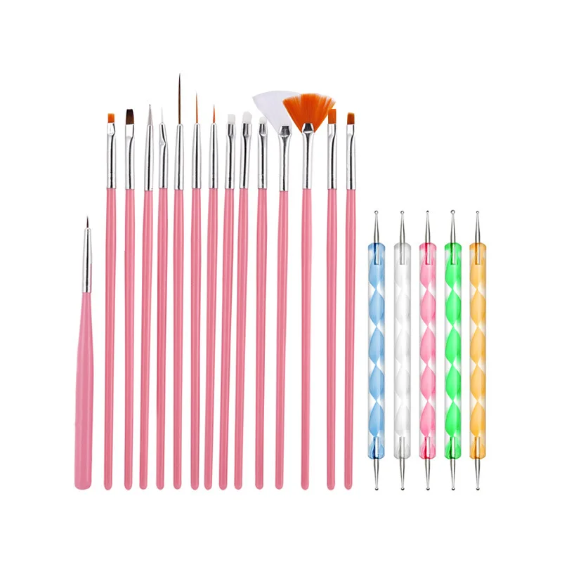 
2021 new design eval 20pcs nail art brush set pro design drawing nail brushes 