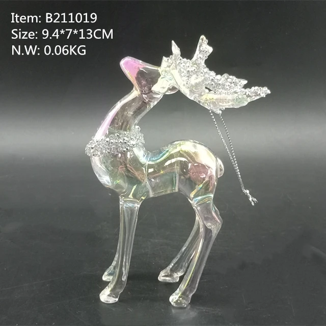 Transparent phantom Color acrylic deer Christmas Decoration Pendant Crystal reindeer  hanging decoration plastic bird ornament
