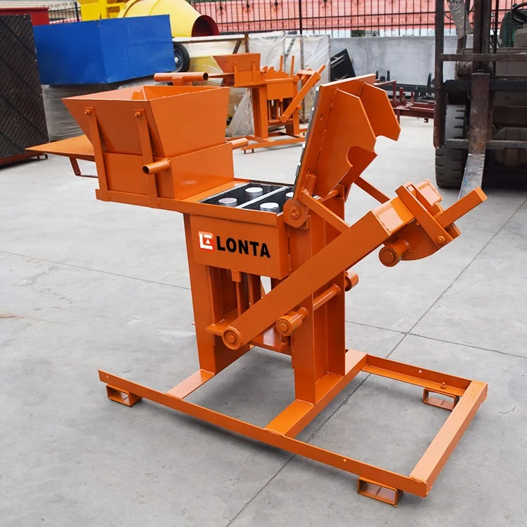 LONTA QMR2-40 simple manual hollow paver mould soil compressed earth mud clay brick block making machine brique for sale