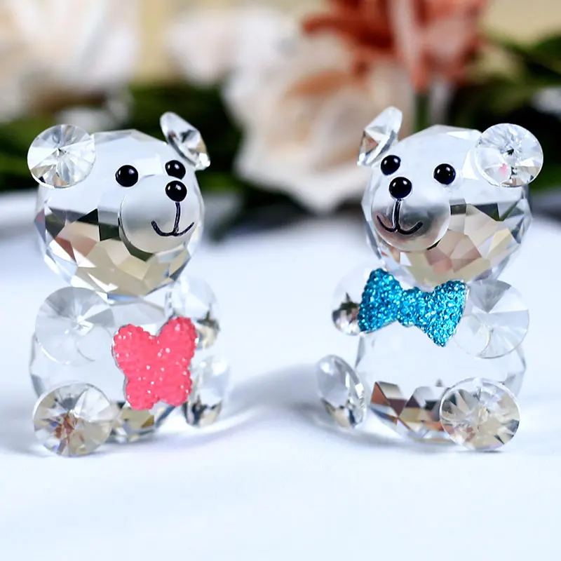 Wholesale Crystal Wedding Children Birthday Holiday Promotion Gifts Cute Bear Statue Souvenir Crystal Animal Crafts
